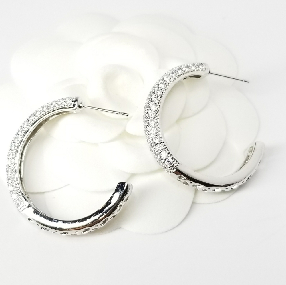 Bling Pave CZ Hoop Earring NEW
